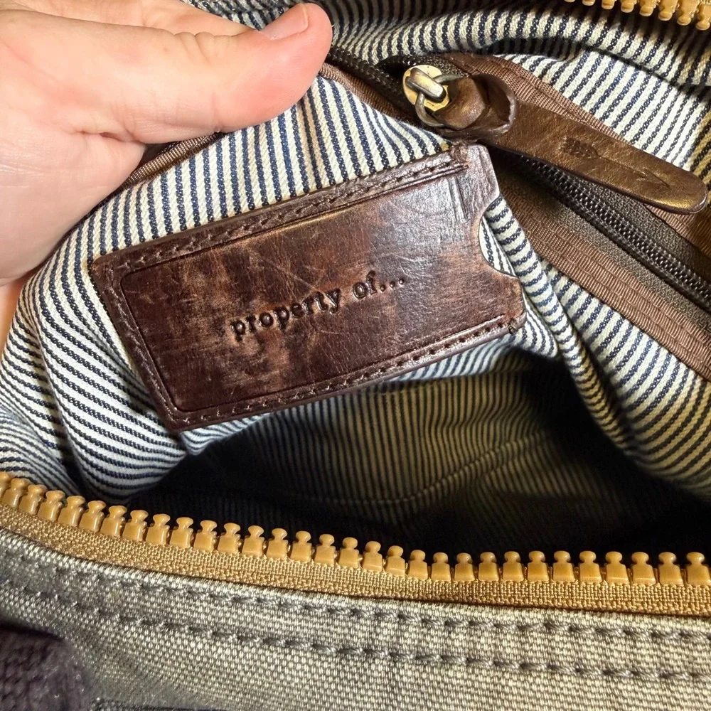 Property Of... Canvas Messenger Bag Unisex Olive Green Vintage Lightweight